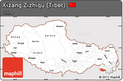 Classic Style Simple Map of Xizang Zizhiqu (Tibet), cropped outside