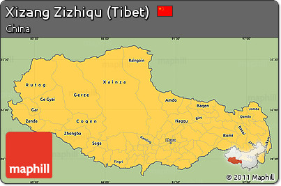Savanna Style Simple Map of Xizang Zizhiqu (Tibet), cropped outside