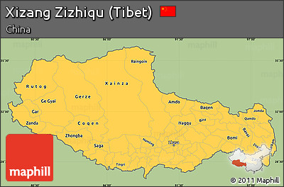 Savanna Style Simple Map of Xizang Zizhiqu (Tibet), cropped outside