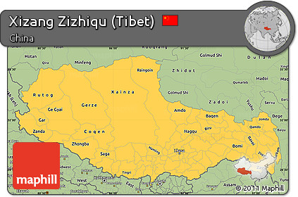 Savanna Style Simple Map of Xizang Zizhiqu (Tibet)