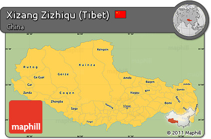 Savanna Style Simple Map of Xizang Zizhiqu (Tibet), single color outside