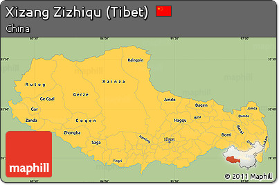 Savanna Style Simple Map of Xizang Zizhiqu (Tibet), single color outside