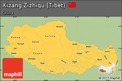 Savanna Style Simple Map of Xizang Zizhiqu (Tibet), single color outside