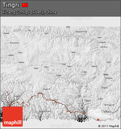 Physical 3D Map of Tingri, desaturated
