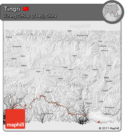 Physical 3D Map of Tingri, desaturated