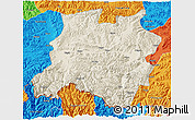 Shaded Relief 3D Map of Tingri, political outside