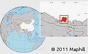 Gray Location Map of Tingri, highlighted country