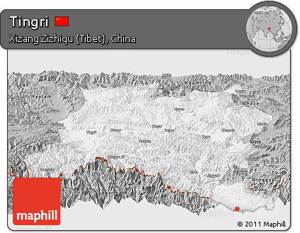Gray Panoramic Map of Tingri