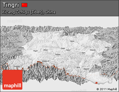 Gray Panoramic Map of Tingri