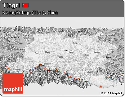 Gray Panoramic Map of Tingri