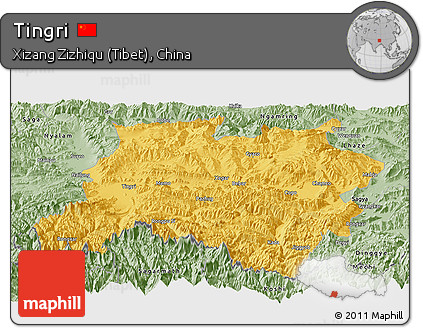 Savanna Style Panoramic Map of Tingri