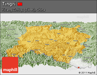 Savanna Style Panoramic Map of Tingri