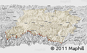 Shaded Relief Panoramic Map of Tingri, desaturated