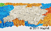 Shaded Relief Panoramic Map of Tingri, political outside