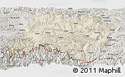 Shaded Relief Panoramic Map of Tingri, semi-desaturated
