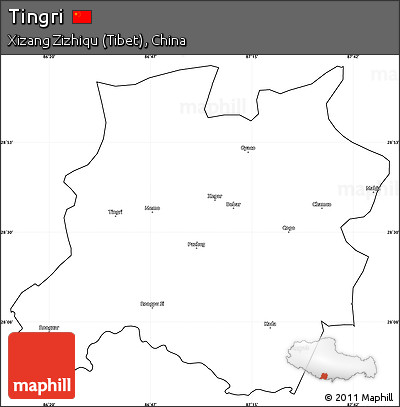 Blank Simple Map of Tingri, cropped outside