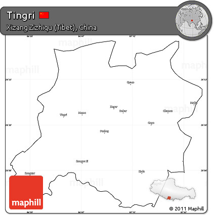 Blank Simple Map of Tingri, cropped outside