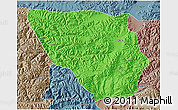 Political 3D Map of Xaitongmoin, semi-desaturated