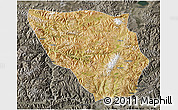 Satellite 3D Map of Xaitongmoin, darken, semi-desaturated