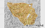 Satellite 3D Map of Xaitongmoin, lighten, desaturated
