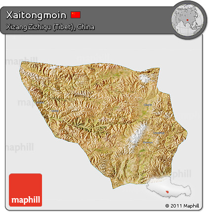 Satellite 3D Map of Xaitongmoin, single color outside