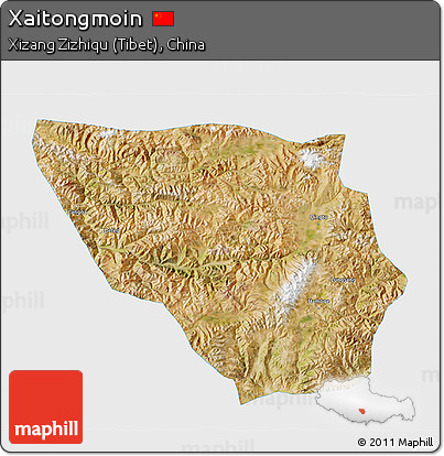 Satellite 3D Map of Xaitongmoin, single color outside