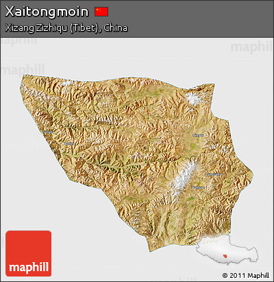 Satellite 3D Map of Xaitongmoin, single color outside