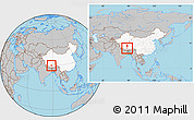 Gray Location Map of Xaitongmoin, highlighted country, within the entire country