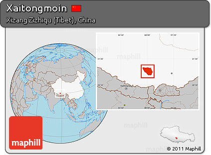 Gray Location Map of Xaitongmoin, highlighted country