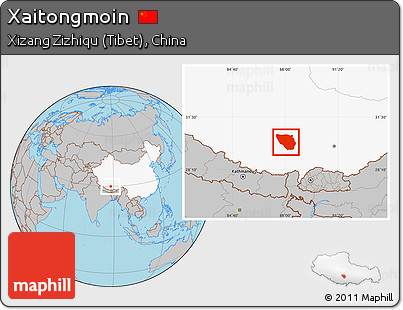 Gray Location Map of Xaitongmoin, highlighted country