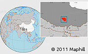 Gray Location Map of Xaitongmoin, highlighted country, highlighted parent region