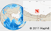 Shaded Relief Location Map of Xaitongmoin, highlighted country