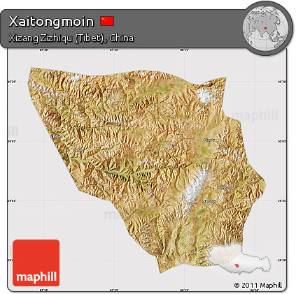 Satellite Map of Xaitongmoin, cropped outside