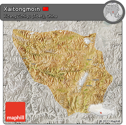 Satellite Map of Xaitongmoin, lighten, semi-desaturated