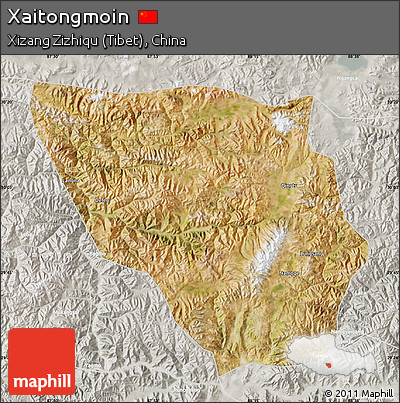 Satellite Map of Xaitongmoin, lighten, semi-desaturated