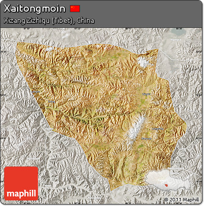 Satellite Map of Xaitongmoin, lighten, semi-desaturated