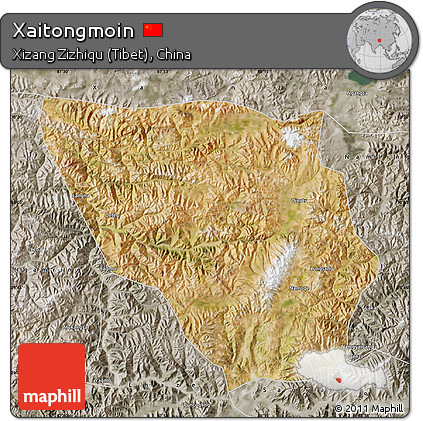 Satellite Map of Xaitongmoin, semi-desaturated