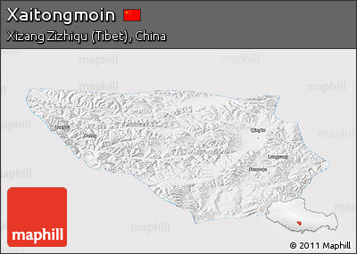 Silver Style Panoramic Map of Xaitongmoin, single color outside