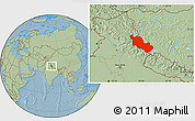 Savanna Style Location Map of Zanda, hill shading