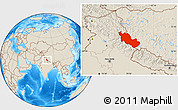 Shaded Relief Location Map of Zanda