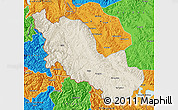 Shaded Relief Map of Zanda, political outside