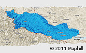 Political Panoramic Map of Zanda, shaded relief outside