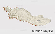 Shaded Relief Panoramic Map of Zanda, cropped outside