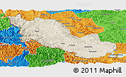 Shaded Relief Panoramic Map of Zanda, political outside