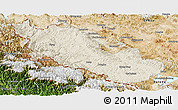 Shaded Relief Panoramic Map of Zanda, satellite outside