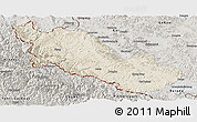 Shaded Relief Panoramic Map of Zanda, semi-desaturated