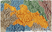 Political 3D Map of Zayu, semi-desaturated