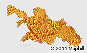 Political 3D Map of Zayu, single color outside