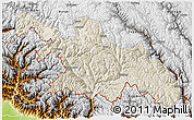 Shaded Relief 3D Map of Zayu, physical outside
