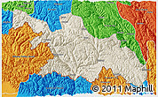 Shaded Relief 3D Map of Zayu, political outside